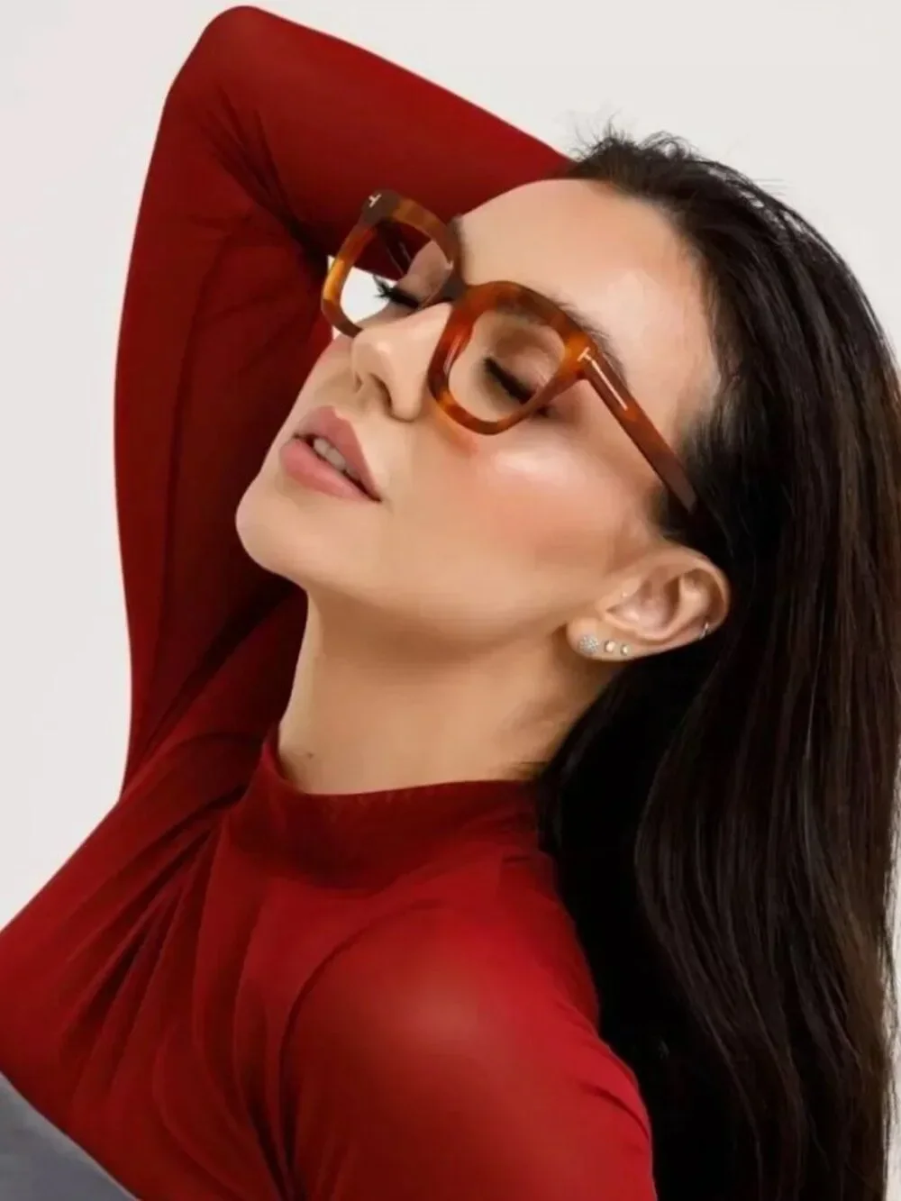 Tom Ford Women Eyeglasses Blonde Havana Square FT5880-B 053 NEW AUTHENTIC